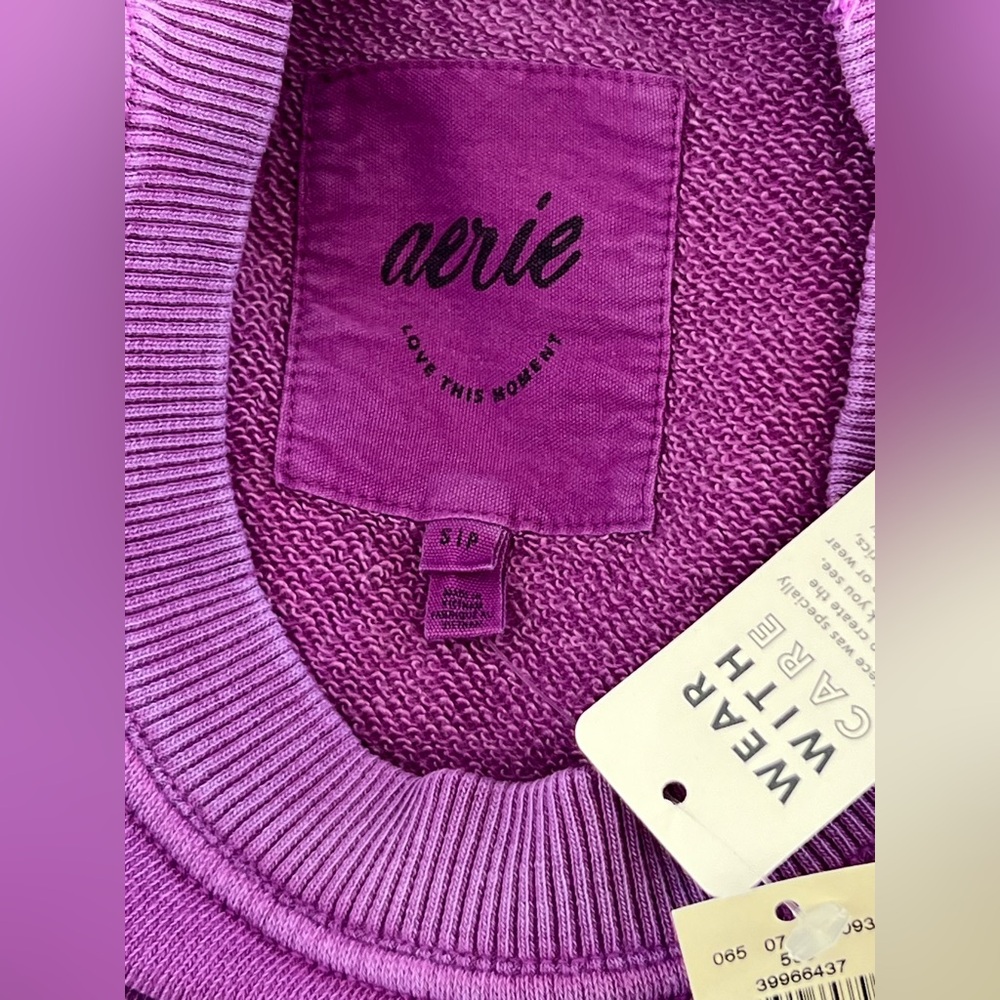 Aerie Chill Crew Sweatshirt Purple - Picture 7 of 7